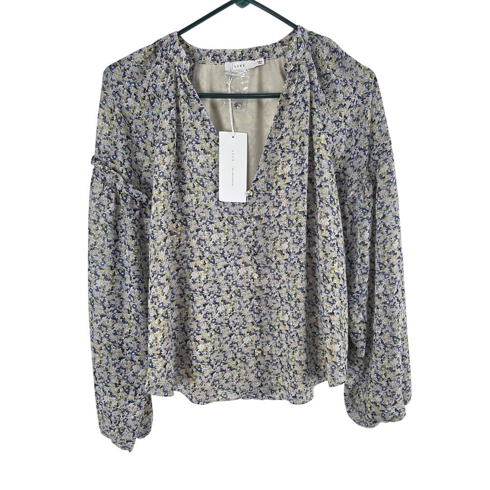 Lush Cottage Core Long Sleeve Top S Womens Multicolor Floral Coquette Pullover